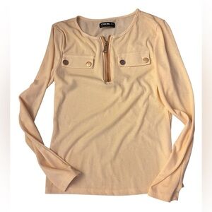 Chic Pink Long Sleeve Polo Blouse